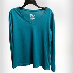 Turquoise Nike long sleeve womens tee size L